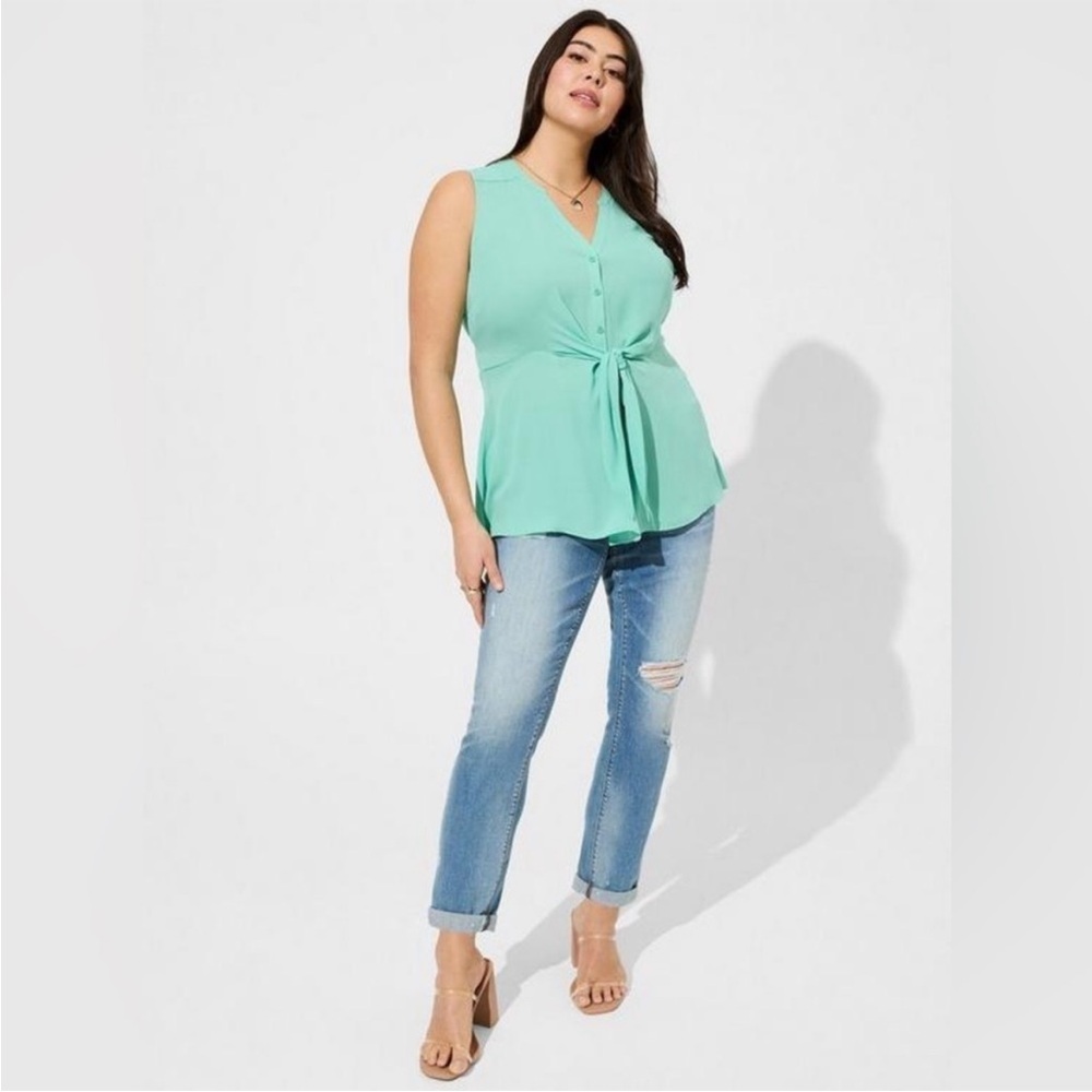 Torrid Peplum Georgette Button Front Tie-Front Blouse. 4X. NWT. - Picture 3 of 12